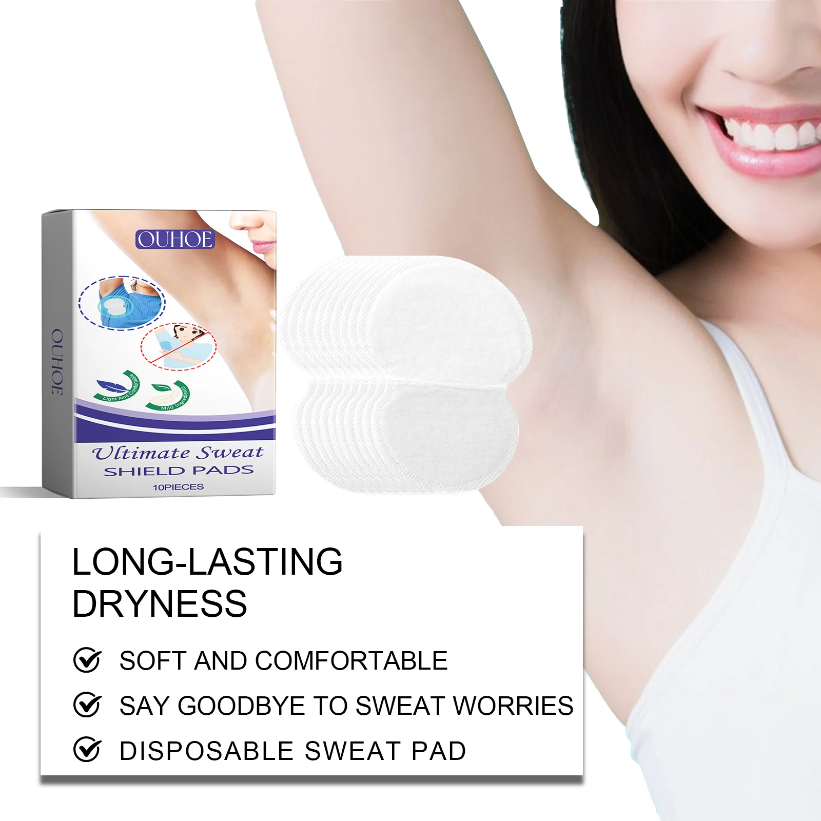 Portable Breathable Underarm Antiperspirant Patch Invisible Stay Dry Absorbent Stickers Disposable Comfortable Armpit Sweat Pads