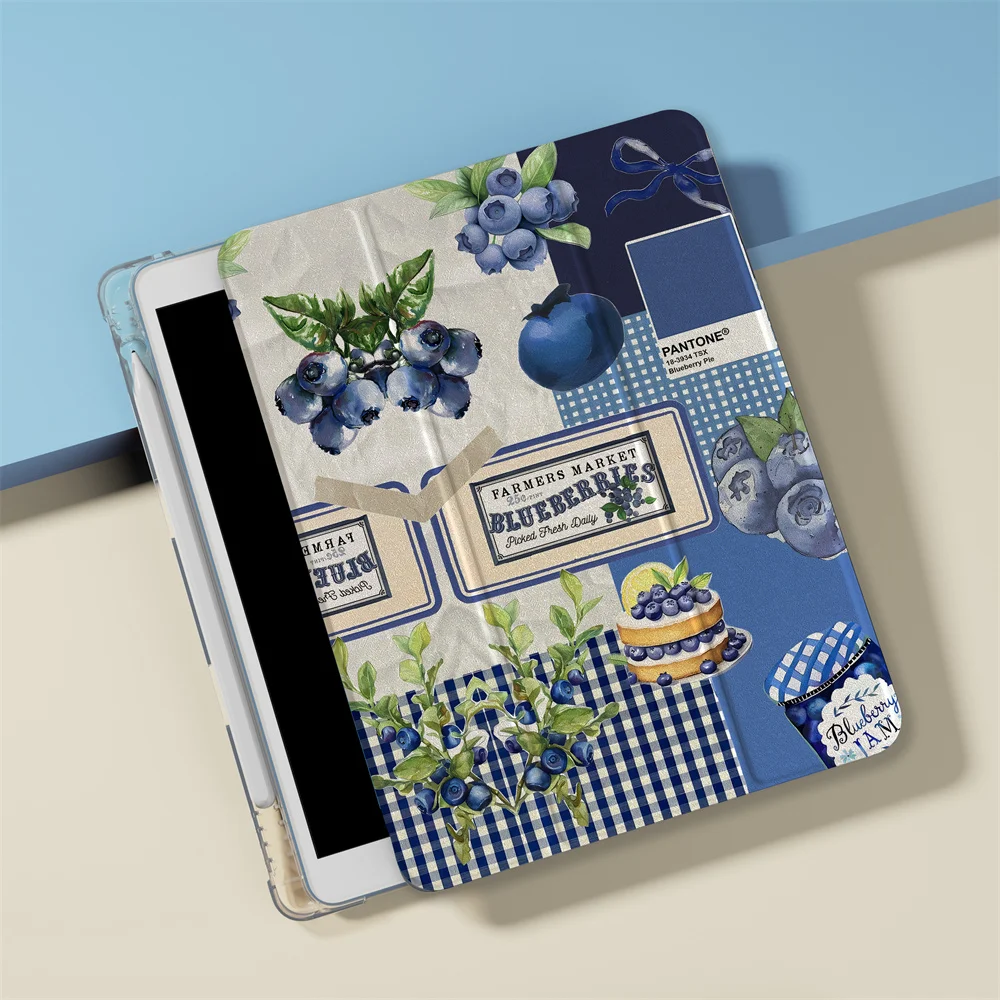 Creative Splicing Blueberry Protective Cover for Apple iPad Pro 2024 11 inch 2025 Air 5/4 10.9 iPad 10 9.7 10.2/10.5 Mini 6/5