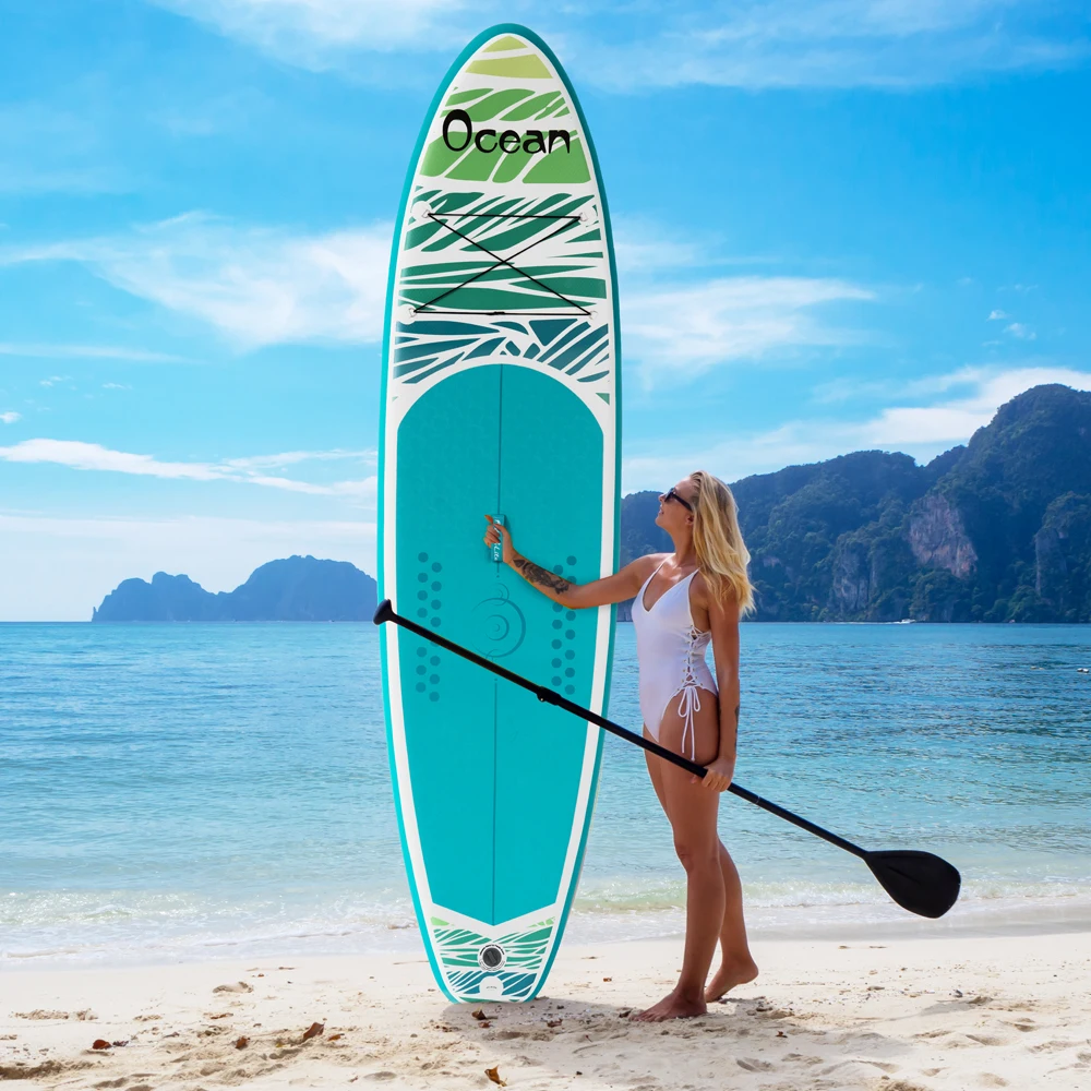FunWater SUPFR01E 320cm-350cm Aufblasbares Stand-Up-Paddle-Board Surfbrett Komplettes Paddleboard-Zubehör Verstellbares Paddel, Pumpe, ISUP-Reiserucksack, Leash, Wasserdichte Tasche, Erwachsenen-Paddle-Board – Detail 24