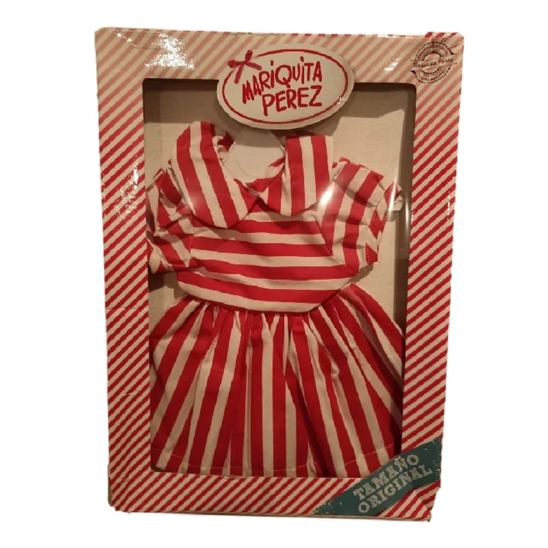 Salvat, Mariquita Pérez Robe rayée blanche et rouge pour poupée taille originale 50 cm, collection de robes et d'accessoires Mariquita Pérez édition collector, sans emballage, l'emballage d'origine peut être endommagé