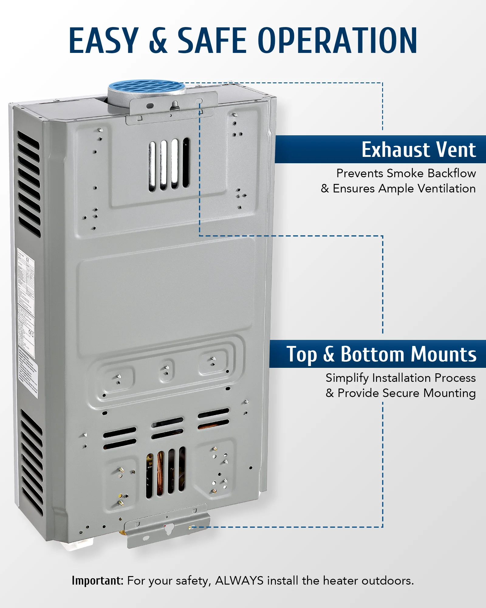 سخان الماء الساخن بالغاز سعة 18 لتر بدون خزان من البروبان للاستحمام الفوري بشاشة رقمية #3