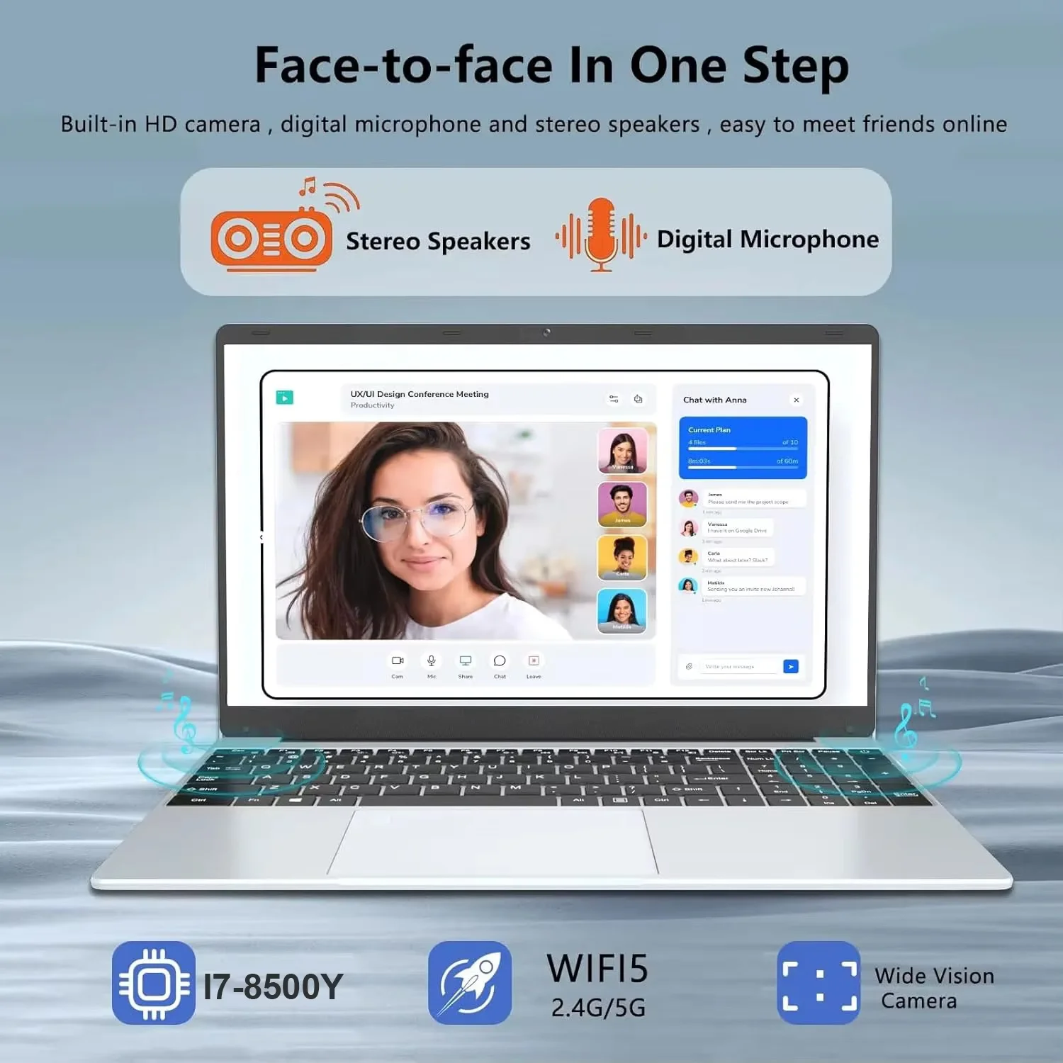 Computer portatile portatile PC Windows 11 Intel Core i7 8500Y 15,6 pollici 16 GB di RAM 1 TB SSD Laptop da ufficio Sblocco impronta digitale Notebook