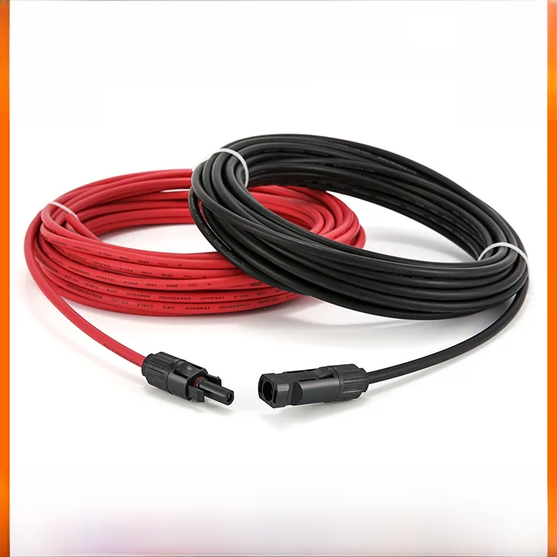 XIONGISOLAR 1 para kabli do paneli słonecznych Drut miedziany 6 4 2,5 mm² 10 12 14 AWG Czarno-czerwony z przewodami fotowoltaicznymi Kabel łączący — zdjęcie 2