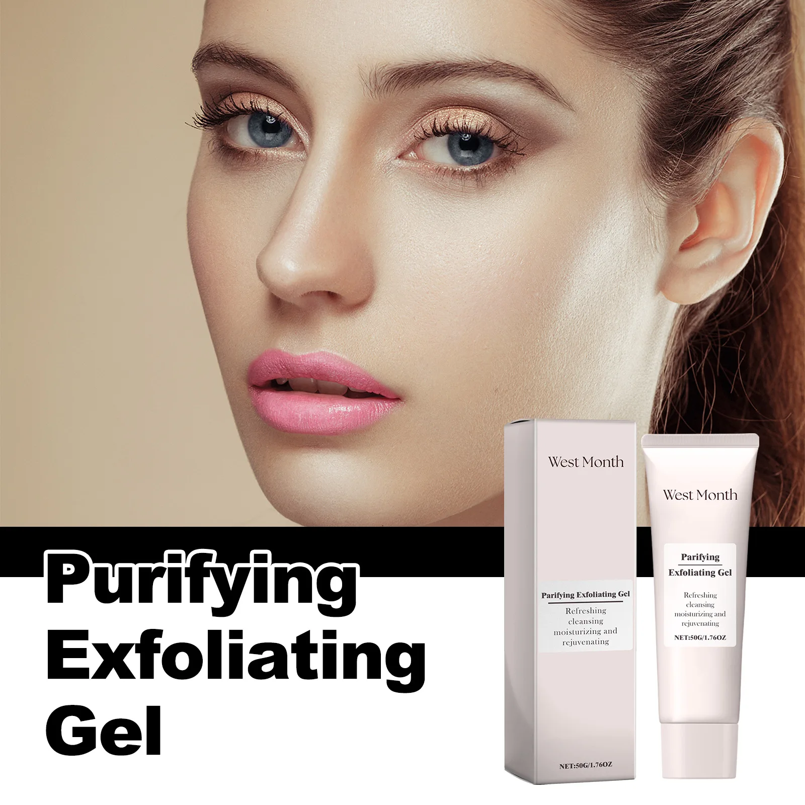 West & month-50 gの角質除去ジェル,顔と体のクレンジングジェル,にきびの除去,毛穴の修復,古い角質の除去,オイルの洗浄