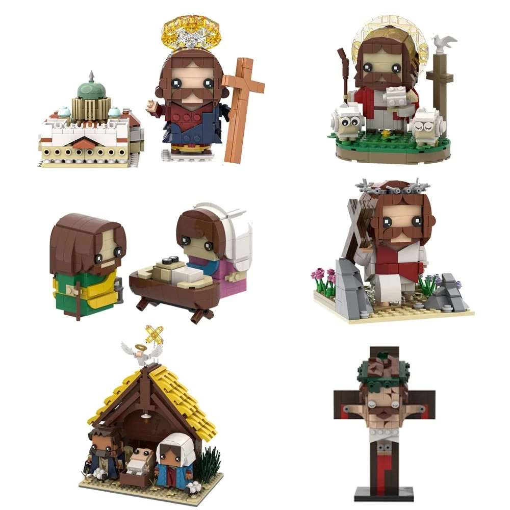 MOC Zoon van God Jesus Cross Bouwstenen Model Kerststal Creatieve Bakstenen Herder Jezus DIY Montage Speelgoed Kinderen Verjaardagscadeautjes - afbeelding 2