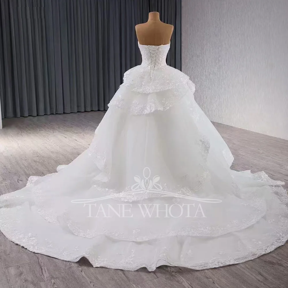 Милое белое кружевное бальное платье Свадебное платье из органзы XXL Самый популярный Vestido De Novia