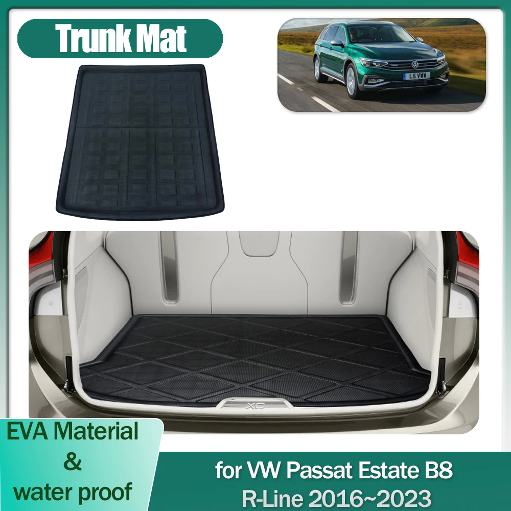 

Коврик для багажника автомобиля для Volkswagen VW Passat Estate B8 R-Line 2016 ~ 2023, 017 2018 2019 2020 2021 2022 коврик для груза, напольный коврик, водонепроницаемый чехол, аксессуары