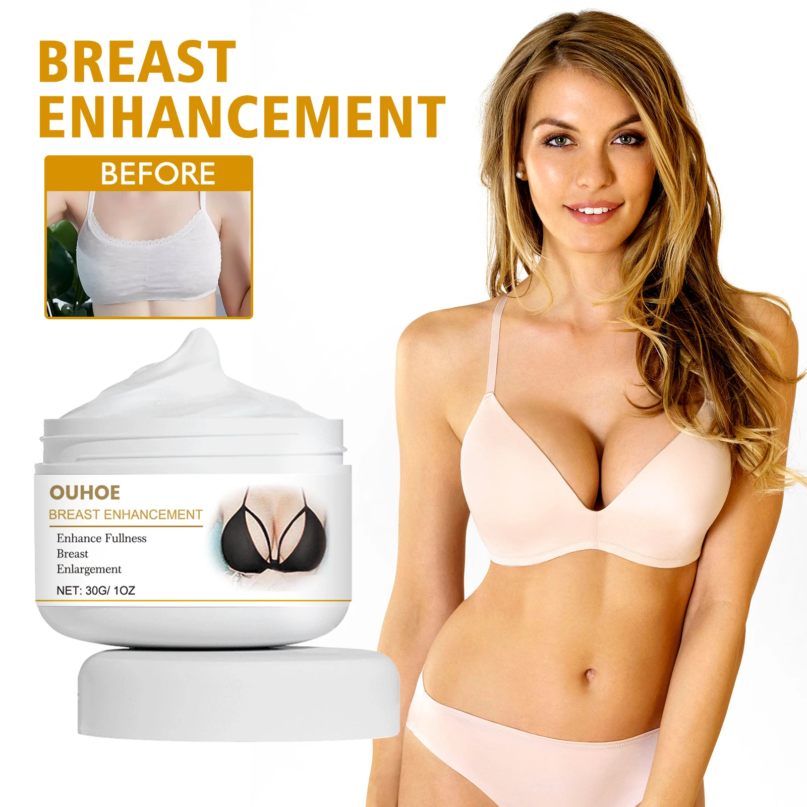 

30g Ouhoe Breast Firming Cream Firmness Lift Breast Plump Nourish Skin Enhance Absorption Fullness Roundness Natural Breast Care