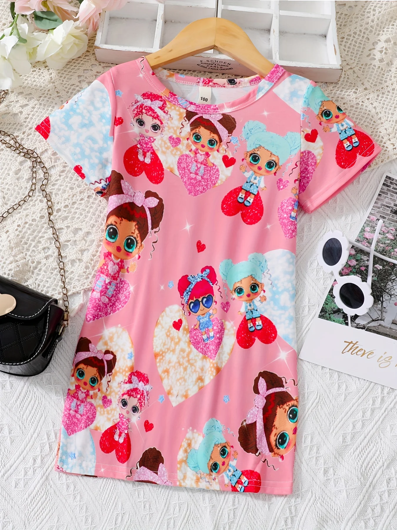 24 New Children\'s Pajamas Comfortable High Quality Loose Cute Cartoon Pattern Girls Dress Comfortable Soft Breathable Clothes