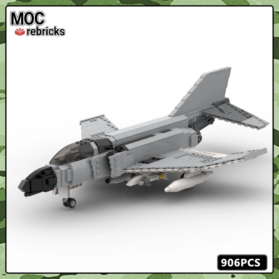 Bloques MOC de la serie militar, F-4J Phantom II de la Marina de los EE. UU., modelo de avión de bloques de construcción DIY, rompecabezas para niño, juguetes, regalos de cumpleaños