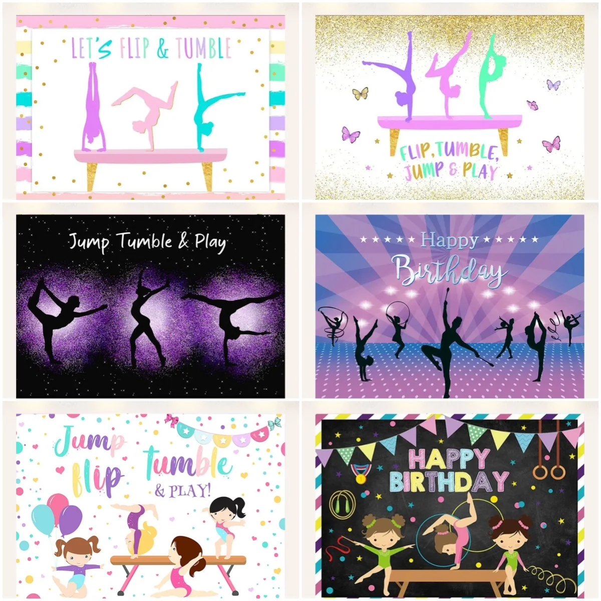Fondo de Gimnasia Rítmica Let's Flip, Banner de Danza para Atletas, Decoración para Fiesta de Cumpleaños de Niña, Fondo para Fotos, Accesorios, Suministros, Regalo