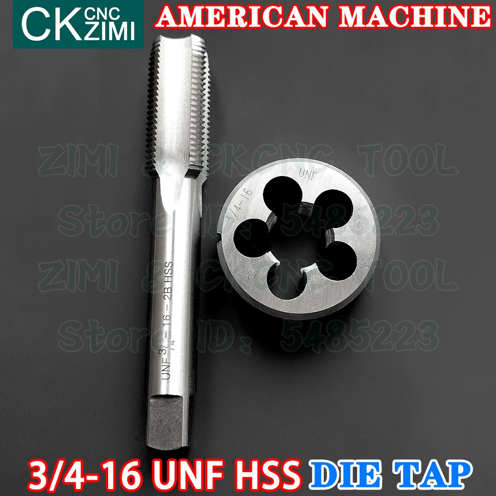 3/4-16UNF 3/4-16 UNF HSS Straight Handle American standard Machine Die Tap High Speed Steel Wire Tapping Drill Round Die Metal