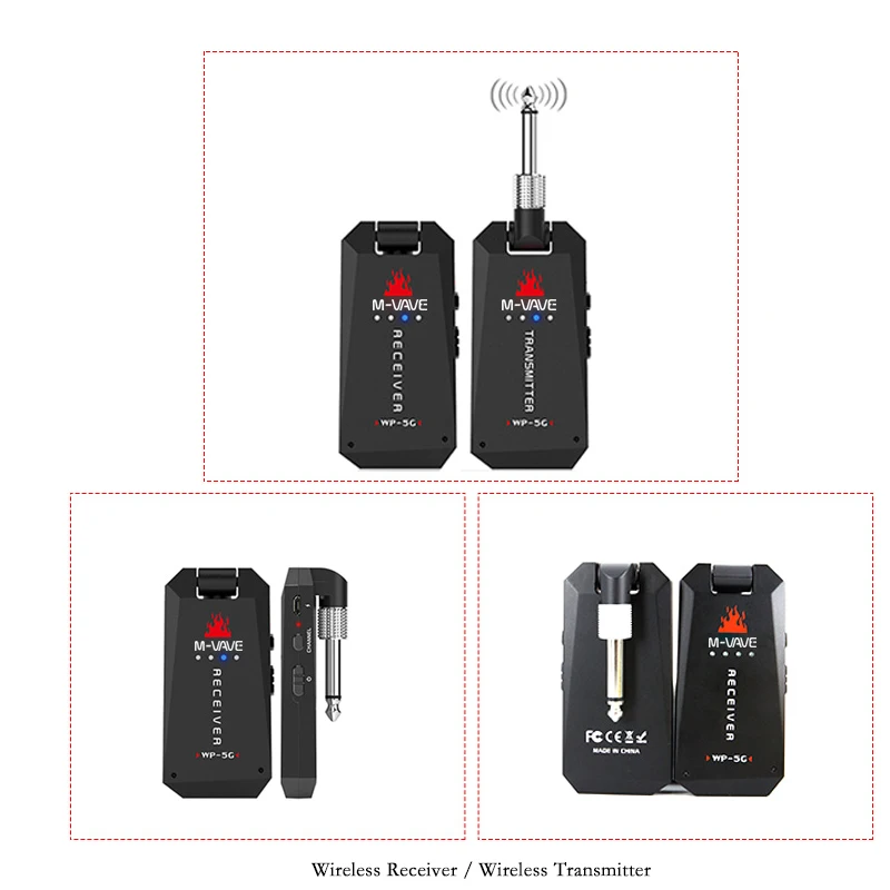 M-VAVE 5.8G Guitar Wireless Transmitter Receiver Audio Digital Wireless Guitar System 30M Transmission for Guitar Bass Stereo