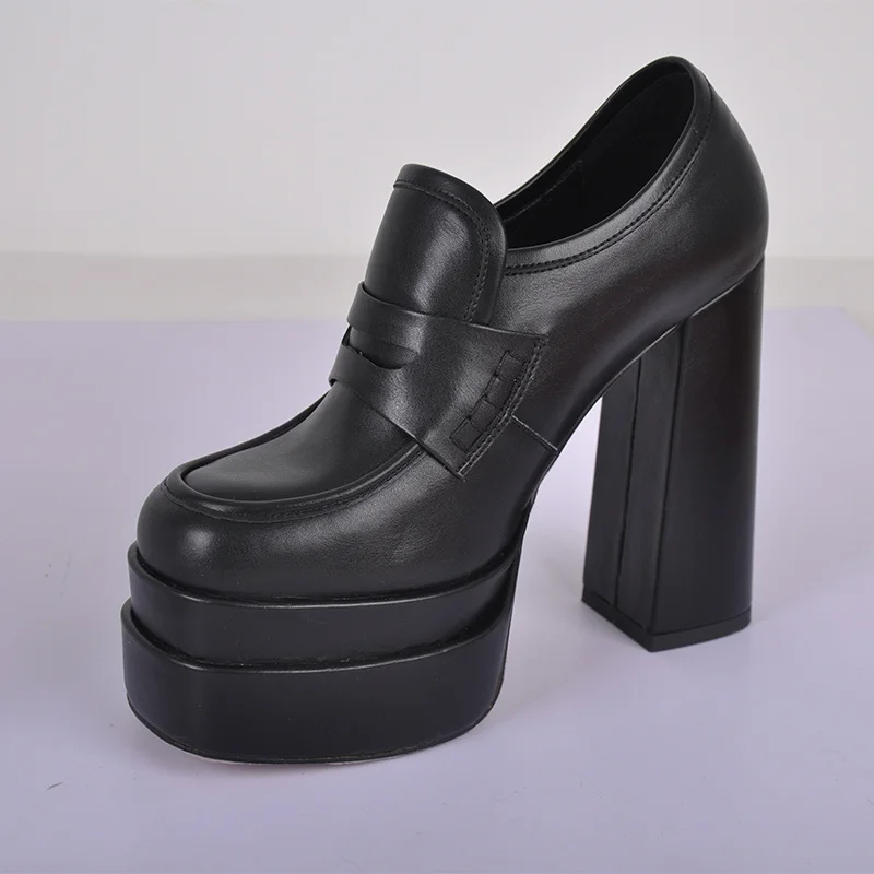 Onlymaker Zapatos de tacón para mujer, zapatos de moda punk de doble plataforma negros
