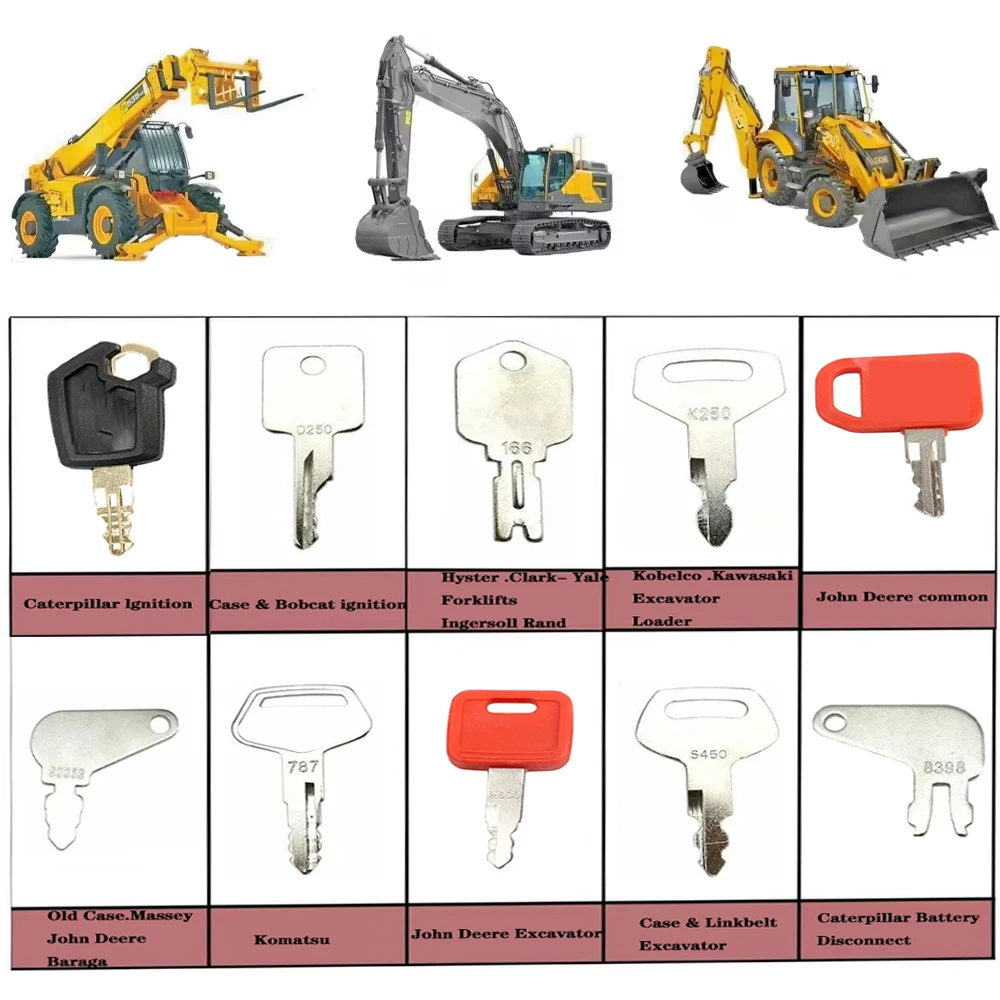 10pcs Master Key Ignition Set For Agricultural + Heavy Plant Machinery