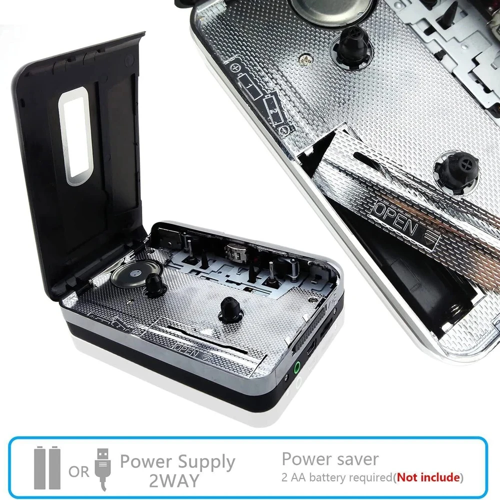 Portable USB Cassette Player to MP3 Converter Tape Audio Capture Recorder Digital Music Converter with Earphones Cable 6