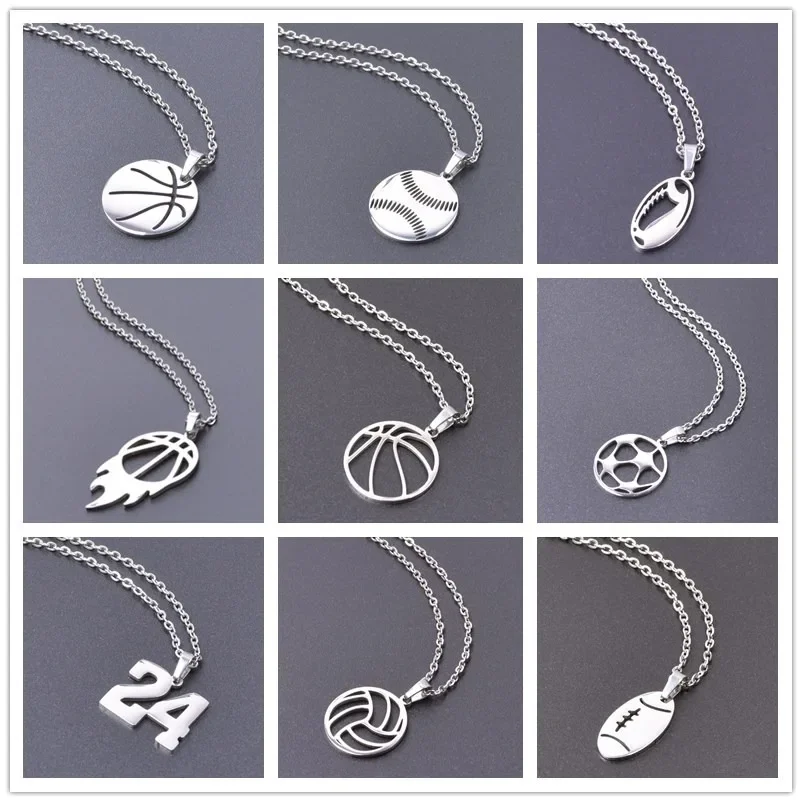 Collier de balle à la mode pour femmes et hommes, pendentifs à breloque de basket-ball, de Tennis, chaîne autour du cou, collier de Football, bijoux ras du cou, 2022
