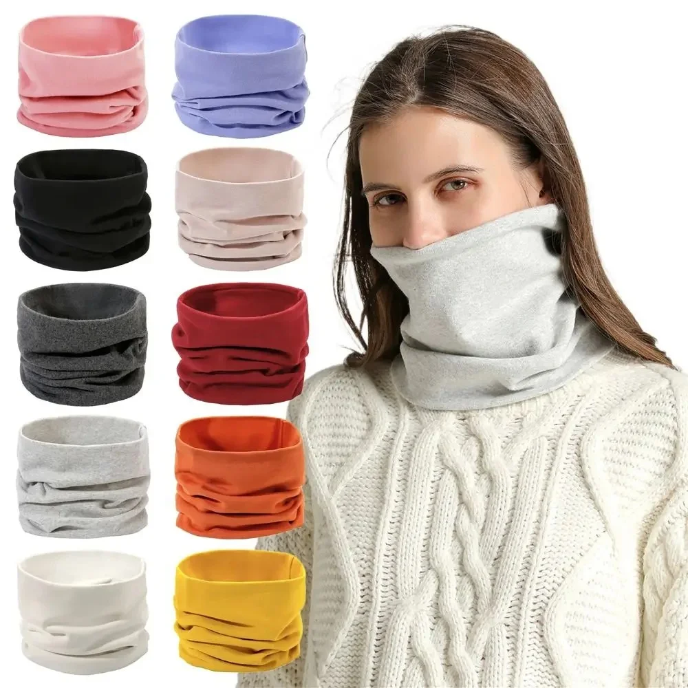 AliExpress NONE Running Solid Color Cotton Scarf Thermal Neck Warmer Ski Hiking Cycling Riding Snowboard Scarf Hat Men Women New Fashion