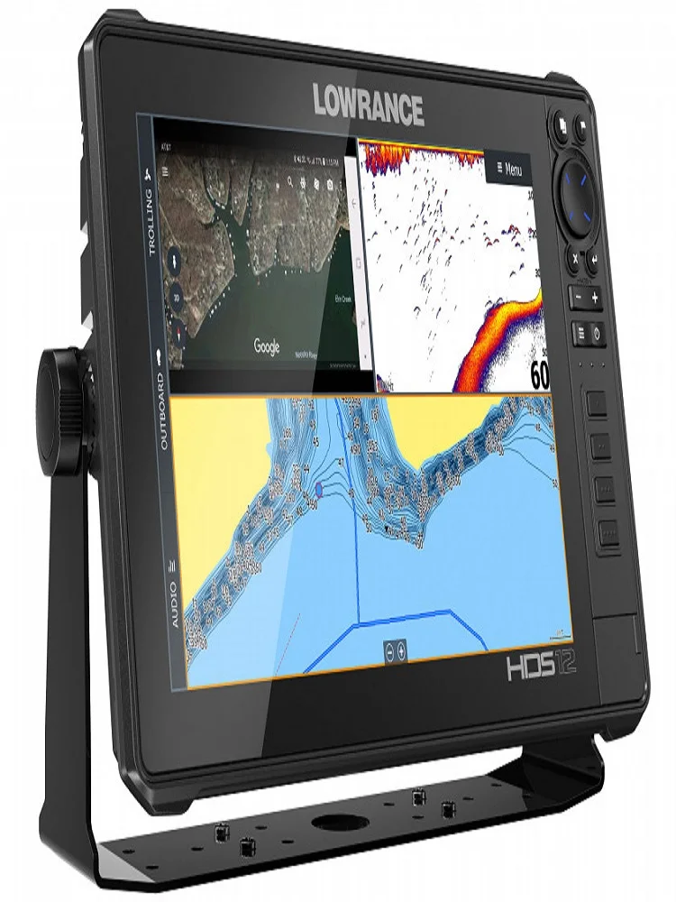 HOT SELLING BLACK FRIDAY New Lowrances HDS-12 Live Fish Finder with Active Imaging 3-in-1 Transom Mount Transducer C-MAP Pro Cha