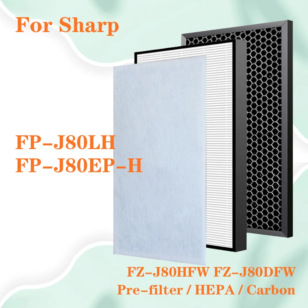 FZ-J80HFW FZ-J80DFW For Sharp FP-J80LH FP-J80EP-H Air Purifier filter Replacement HEPA Filter and Activated Carbon Filter