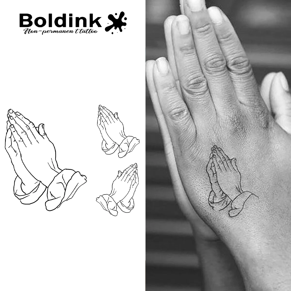 Put Palms Together Temporary Tattoo,Lasts To 15 Days New Technology Magic Waterproof Semi Permanent Sticker.