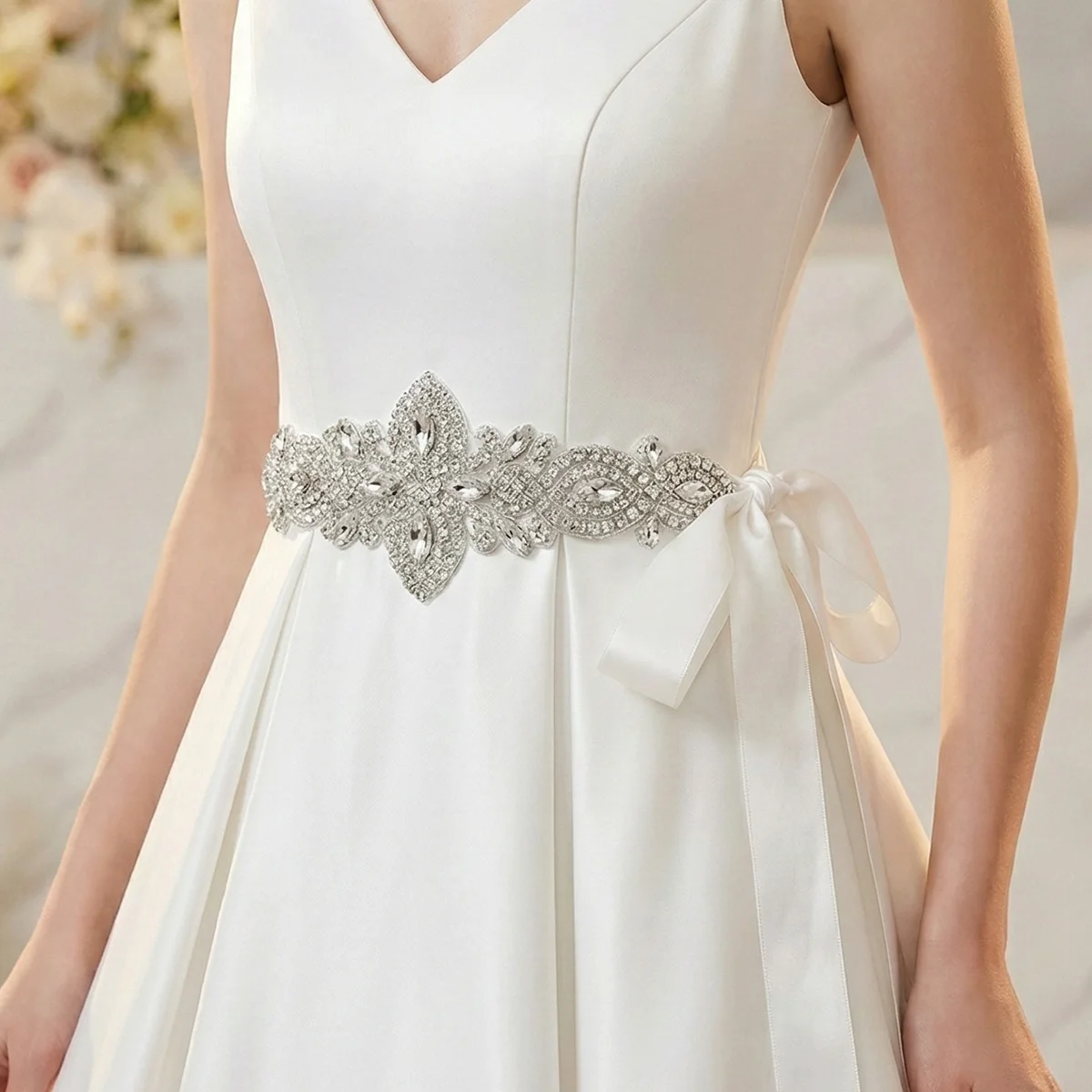 

Роскошный широкий свадебный пояс-шарф с кристаллами, 3 дюйма, серебристый, с аппликацией из страз, для свадебного платья, для беременных, аксессуары для невесты