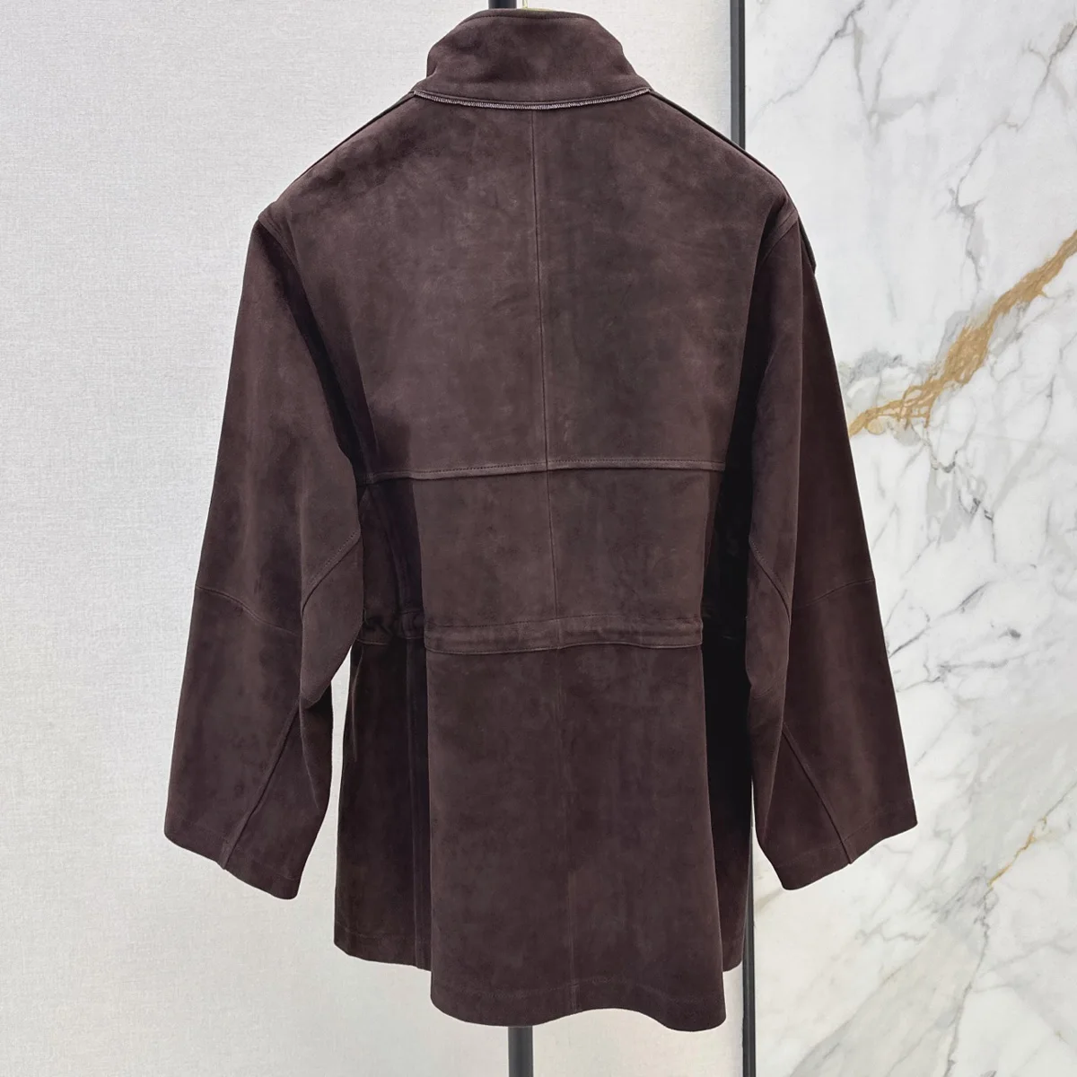 High Quality Women Stand Collar Multi Pocket Cargo Jacket Drawstring Waist Mid Length Outerwear lyt2672860