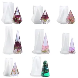 8Styles Ring Holder Cone Resin Molds Pyramid Silicone Mold for Resin Casting DIY Jewelry Ring Display Stand Candle Making Crafts