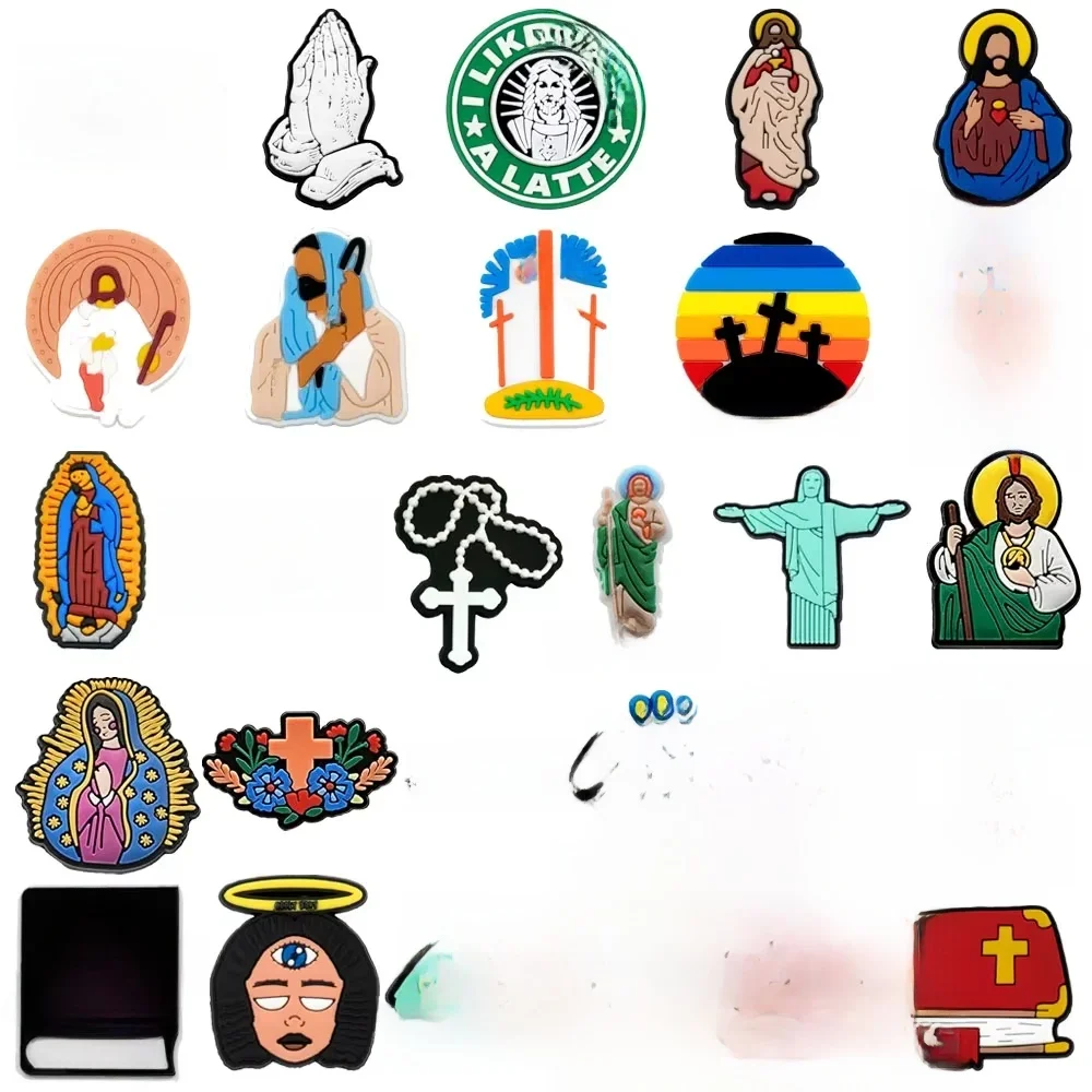 1 pièces PVC religieux jésus sabot breloques de chaussures saint Bible décorations de chaussures épingles pour femme hommes cadeaux de fête bricolage Clips accessoires