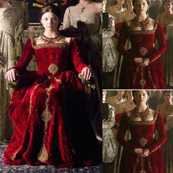 Tudor Dress Anne Boleyn Evening Dress Anne Boleyn Red Queen Dress England Queen Ball Gown Vintage Red Regency Dress