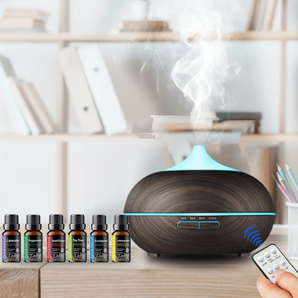 

Ultrasonic Aromatherapy oil Diffuser 500ml 6 Essential Oils Remote Control Cool Mist Humidifier with Auto Shut-Off