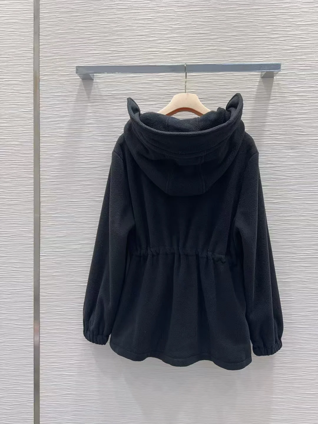 

2025 Autumn and Winter Letter Embroidery Women's Hooded Zipper Jacket Casual Loose Solid Color Waisted Polar Fleece Jacket 24C