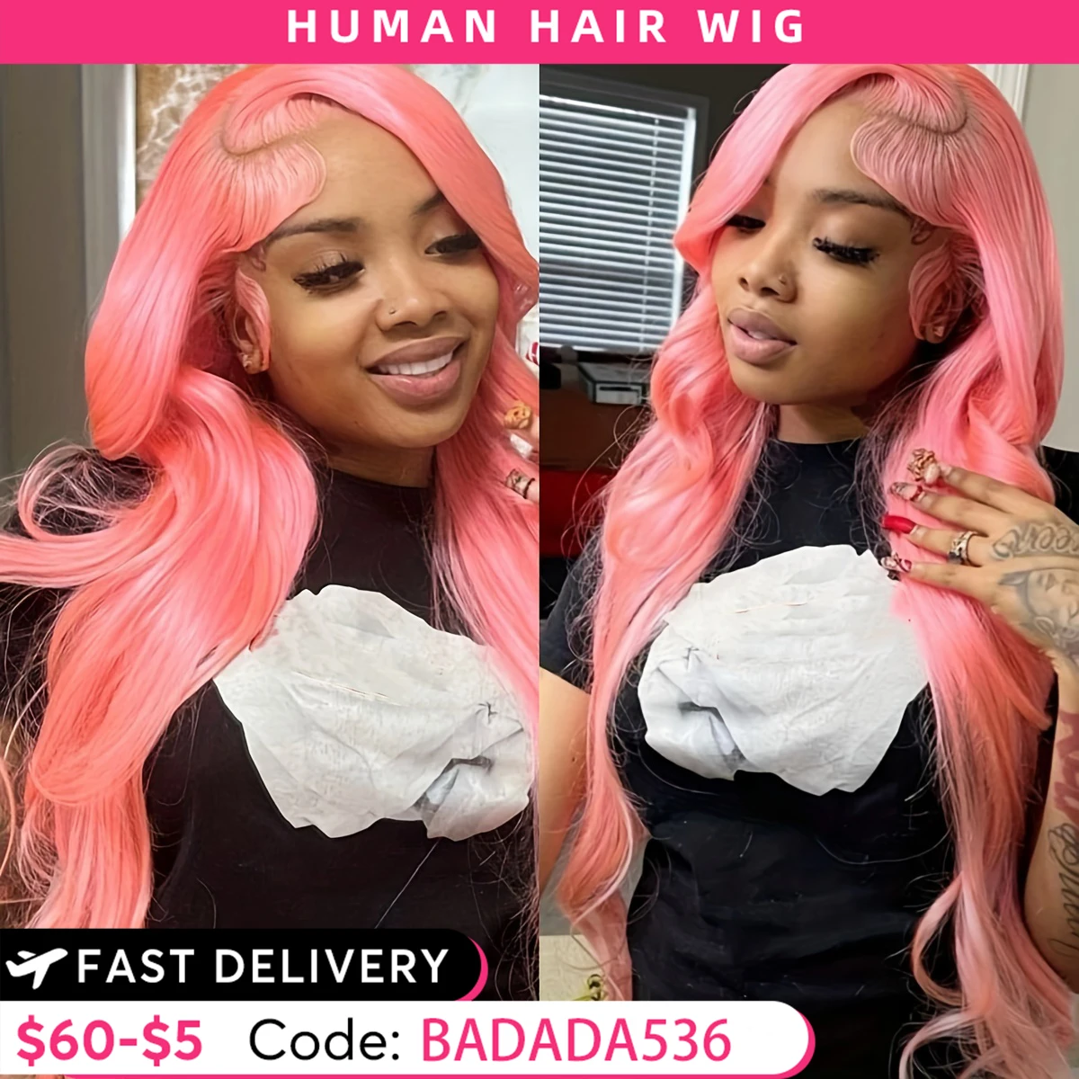 200% Density 13x6 Pink Lace Front Wig Human Hair Hd Lace Pink Body Wave Lace Front Wig Human Hair with Baby Hair Colored Wigs