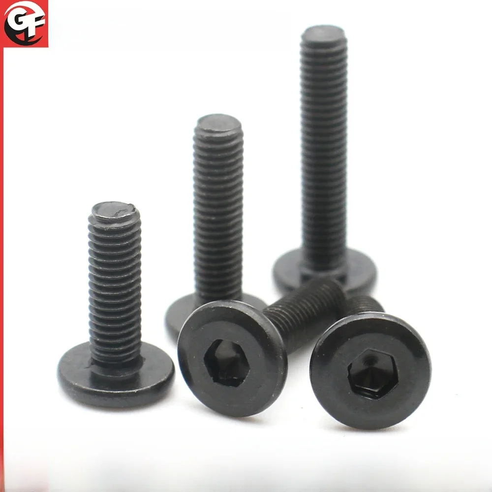 10/5/2 pièces M4 M5 M6 M8 noir acier au carbone CM grande prise hexagonale plate vis Allen boulon meubles vis connecteur Joint