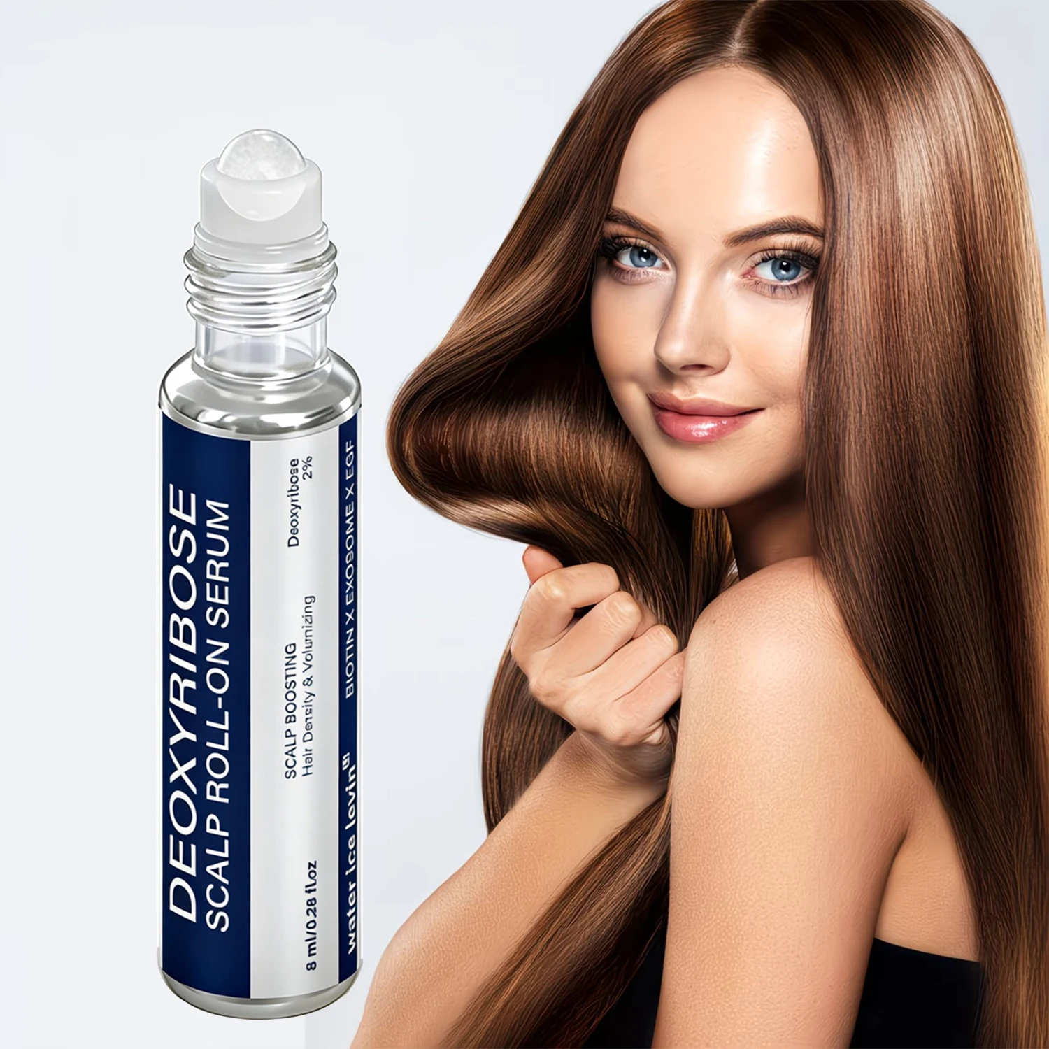 Water Ice Levin Scalp Boosting Roll-On Serum, Deoxyribose with Biotin EGF for Volumizing Hair Care,8ml