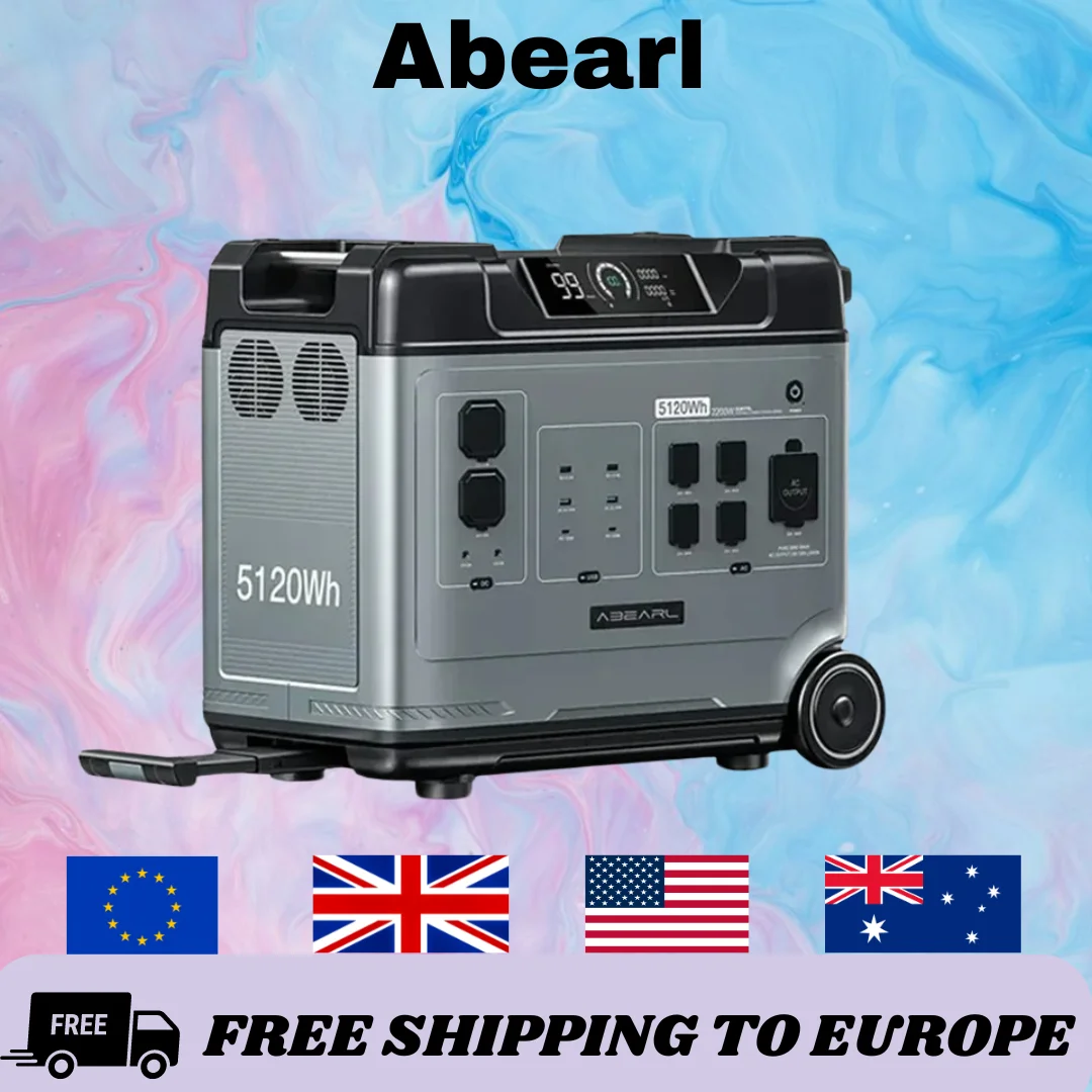 

Abearl-аккумулятор портативный KITEL P5000, 5120Wh, батарея veFePO4, 5x2200 Вт, зарядное устройство AC 4000 Вт