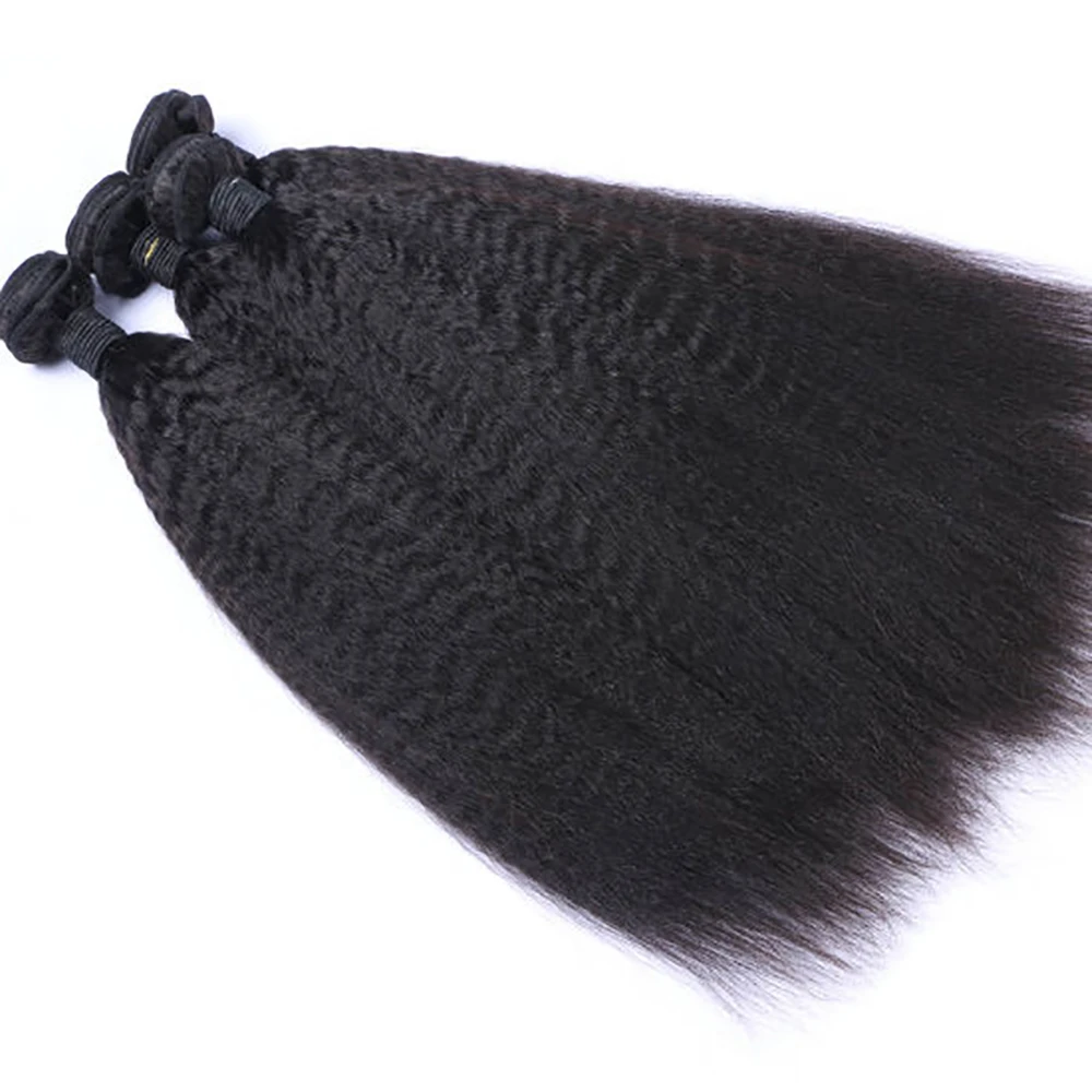 15A Crépus Lisses Tissage Cheveux Humains Kinky Straight Extension Cheveux Brésiliens Cheveux Humain Naturel 100% Yaki Lisses Meche Tissage Humain Hair Qualité Supérieure 3 Jours Livraison France