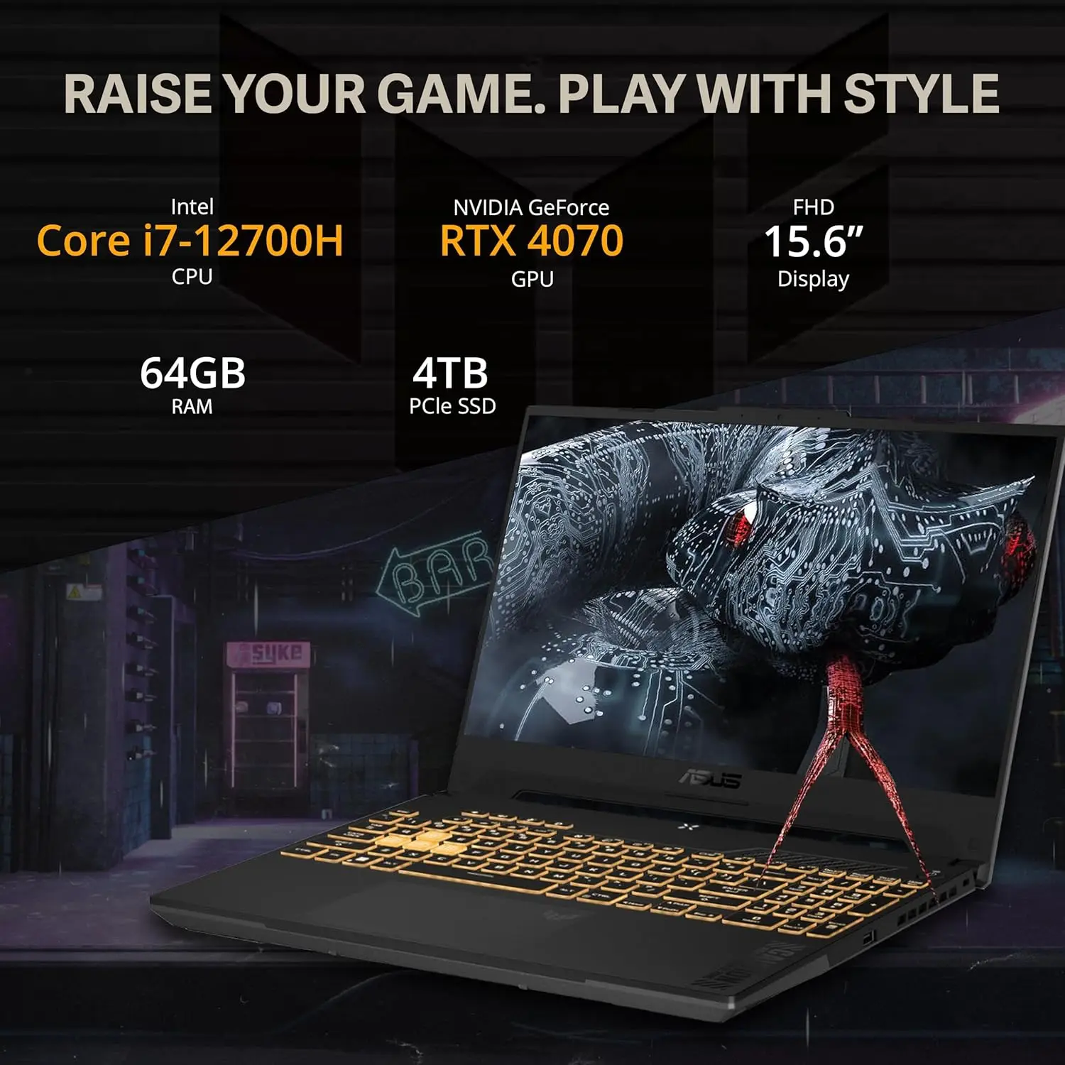 Специальное предложение TUF F15 15,6 "FHD игровой ноутбук, Intel Core i7-12700H, NVIDIA GeForce RTX 4070, 64 ГБ RAM, 4 ТБ SSD