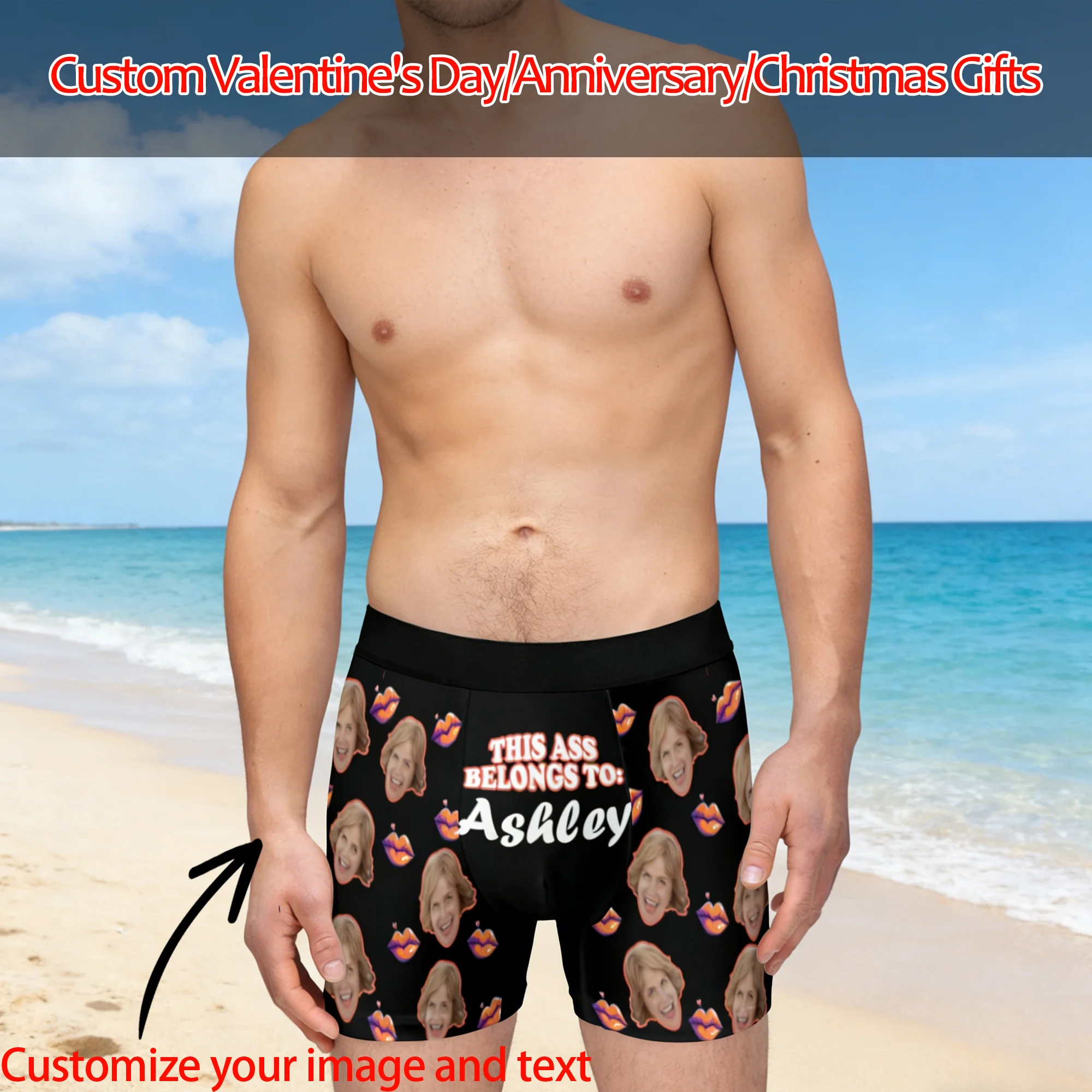 

Personalized Face Boxer Briefs, Custom Photo Underwear, Anniversary Gift for Him