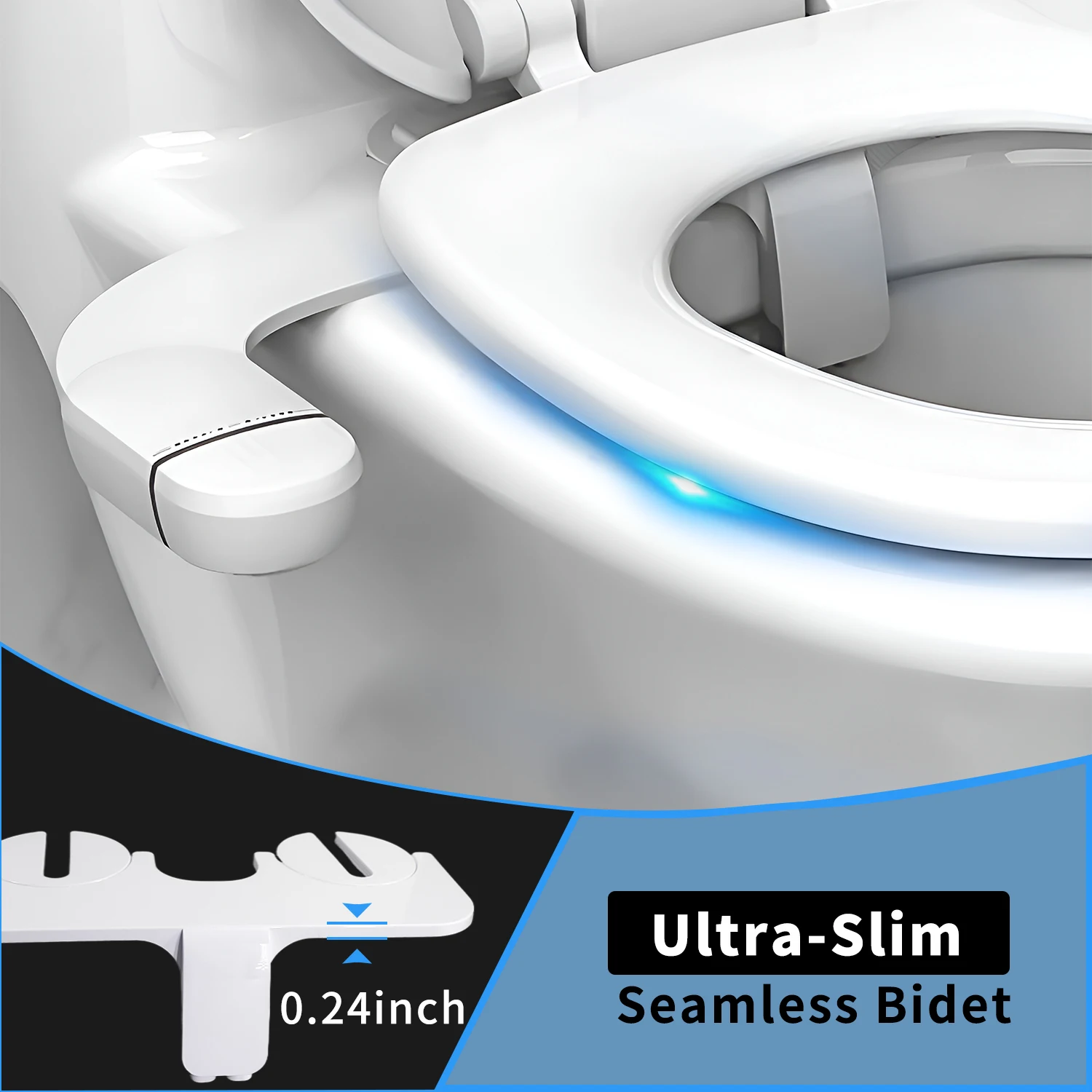 Bidets Attachment Ultra-Slim Toilet Seat Attachment Dual Nozzle Adjustable Water Pressure Non-Electric Ass Toilet lid