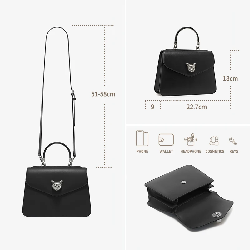 2025 BAFELLI CAT WOMEN\'S NEW FASHION HANDBAG LADY STYLISH BUSINESS FEMALE LEATHER LUXURY BRAND CASUAL SHOULDER PURSE