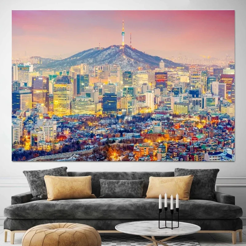 

Seoul South Korea Cityscape Canvas Painting Wall Art Famous City Night View Posters And Prints For Living Room Modern Home Decor