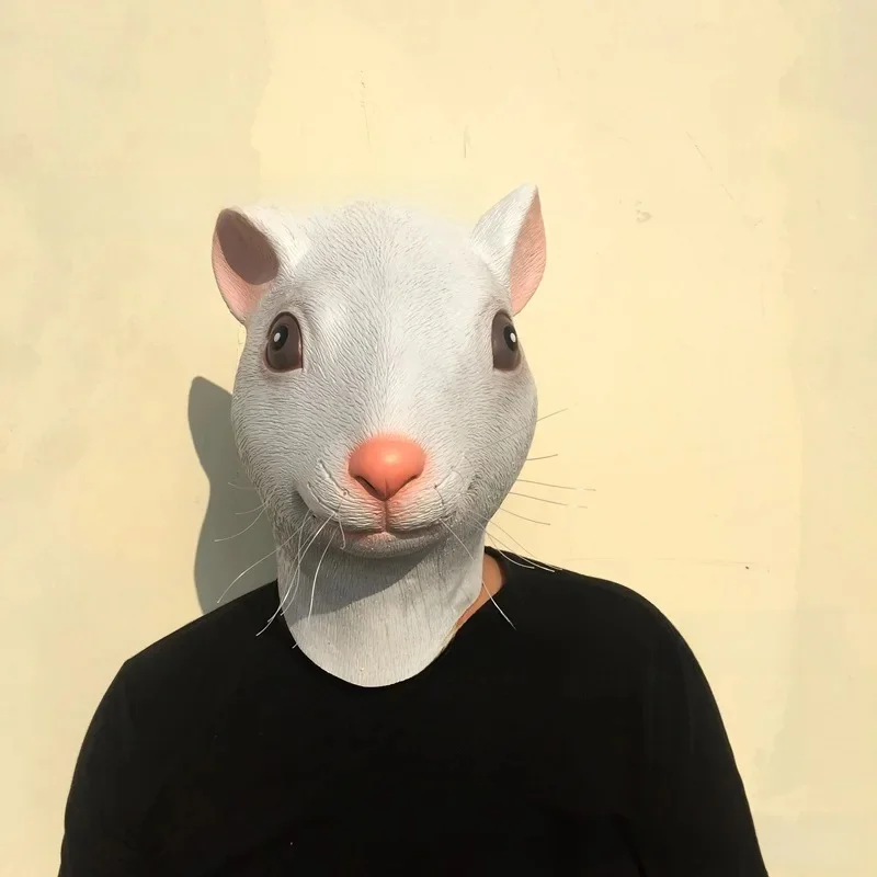 Lateksowa maska myszy nakrycie głowy maska zwierzęca zabawna maska na studniówkę rekwizyty do Cosplay — 2