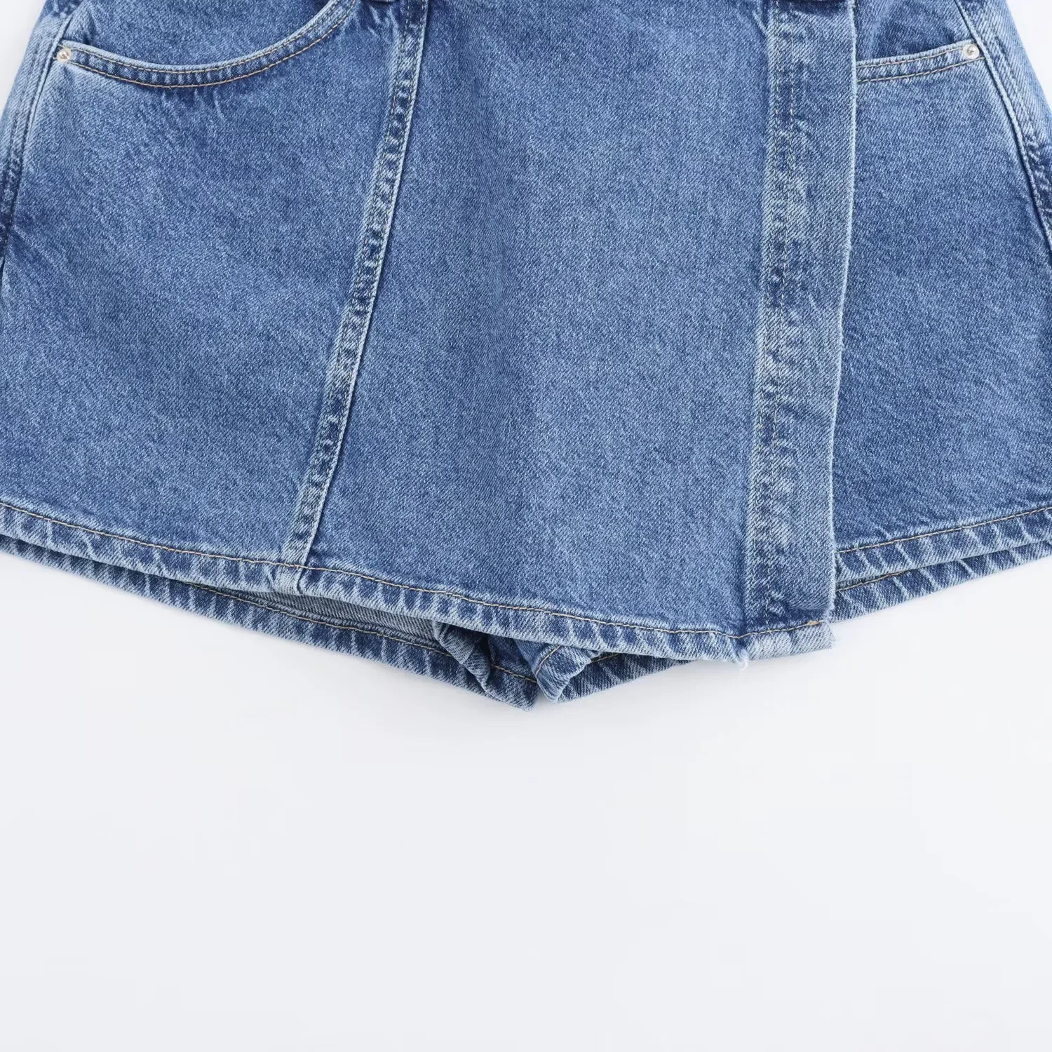 Summer new women's fashion temperament leisure commuter skirt pants versatile mini denim skirt