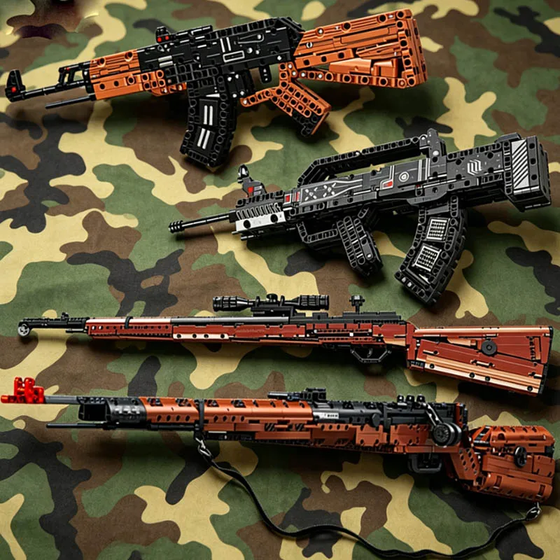 

World War II Military Series DIY Building Block Set AK47 95 Rifle 98K Model Assembly Puzzle Toy for Boys Birthday Gift