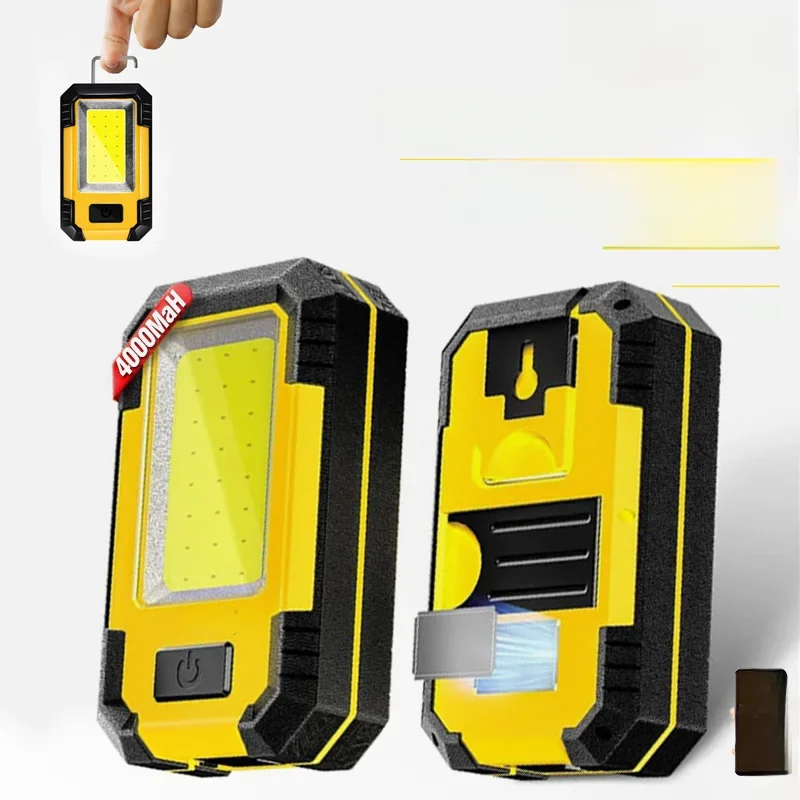 Lanterna LED recarregável multifuncional, tocha portátil, COB Work Light com ímã, lanterna de