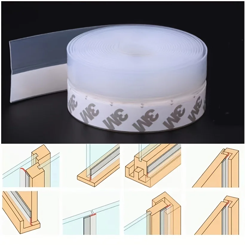 5M Door Bottom Seal Strip Weather Window Rubber Seal Weatherstrip Windproof Dust Self Adhesive Door Windshield Sealing Tape