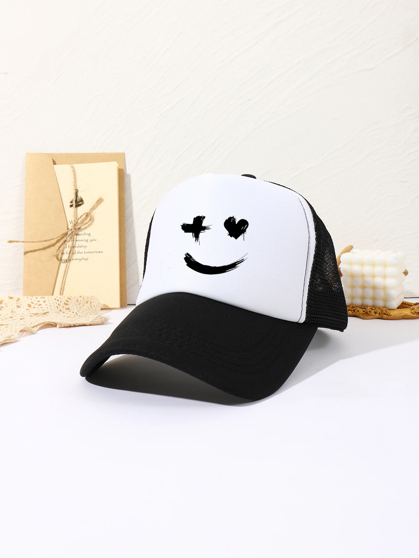 1 Pc Men Expression Print Trucker Adjustable Hat For Daily Life and Outdoor Outdoor Leisure Sunshade Trucker Hat