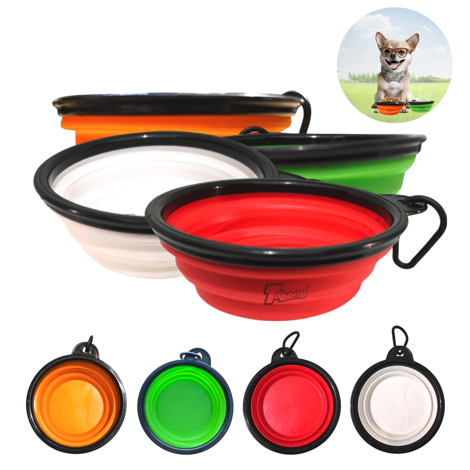 طبق الحيوانات الأليفة المحمول القابل للطي