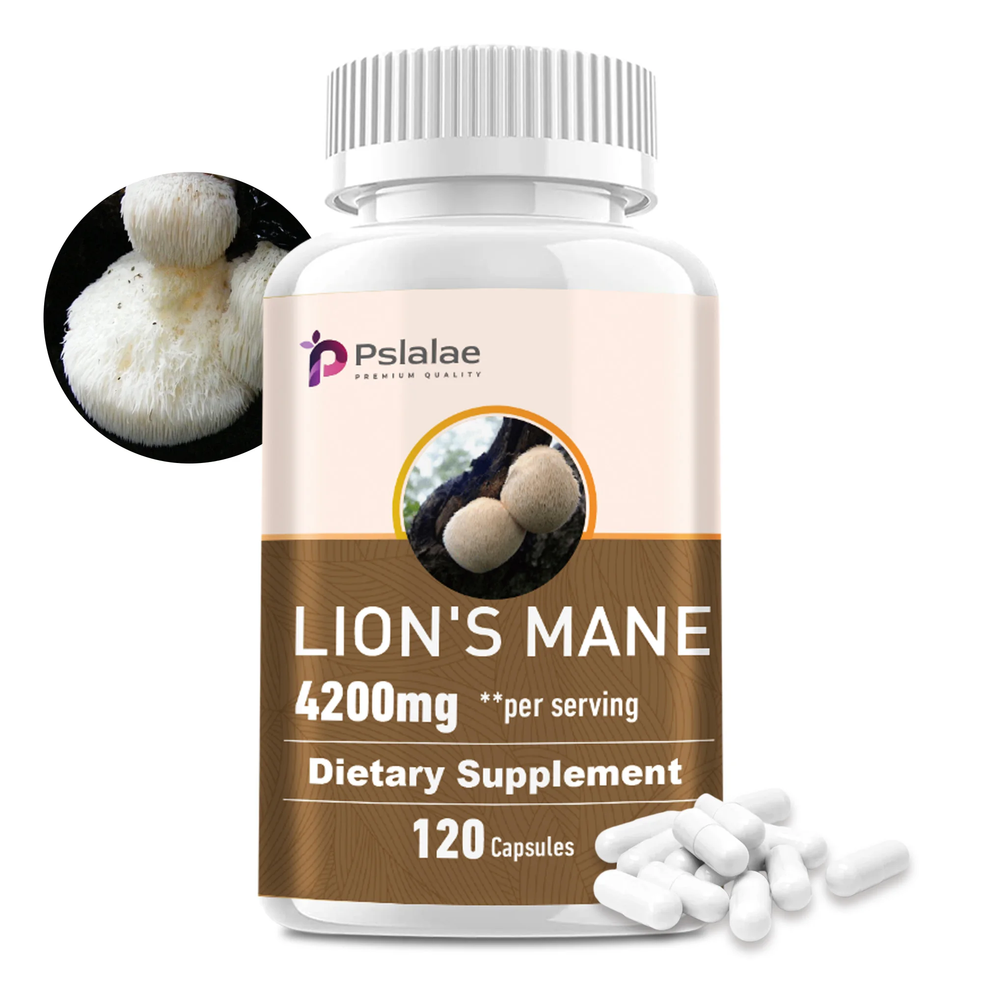 Lion's Mane - Immune System Booster, Improve Memory, Protect Brain Nerves, Relieve Stress - 120 Capsules